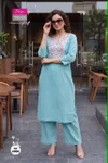 Sky Colour Diya Trends Dhabu Cotton Kurtis With Bottom 4008 